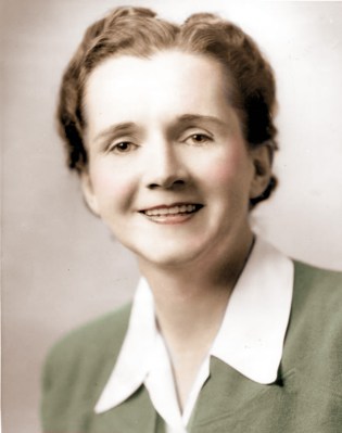 Rachel Carson-young, shoulders up, white color shirt,   smile